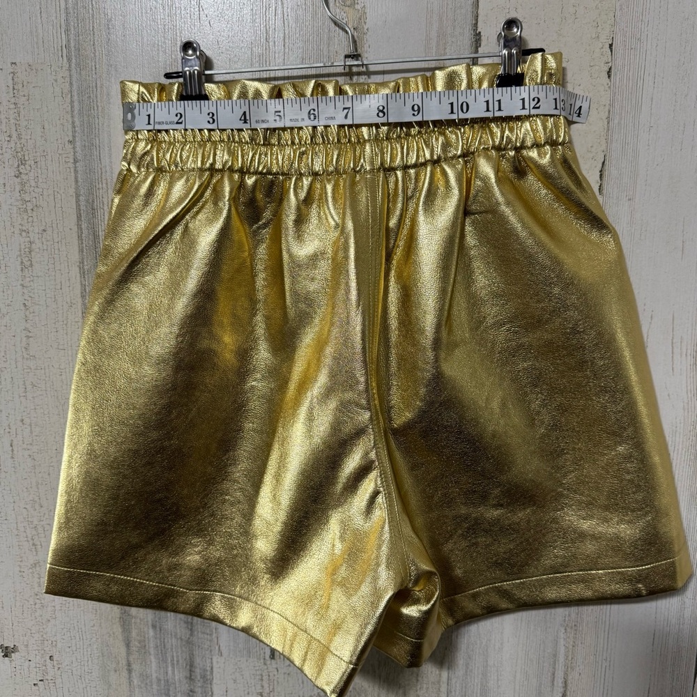 Gold Rhinestones Bedazzled High Waist Women's Shorts - Picture 5 of 10